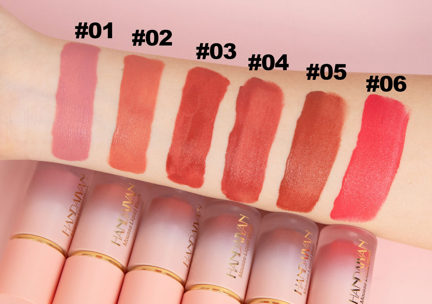 Blush Liquido Fosco Impecavel, Cabeça de Escova, Fácil de Aplicar, Duravel, 6 Cores.