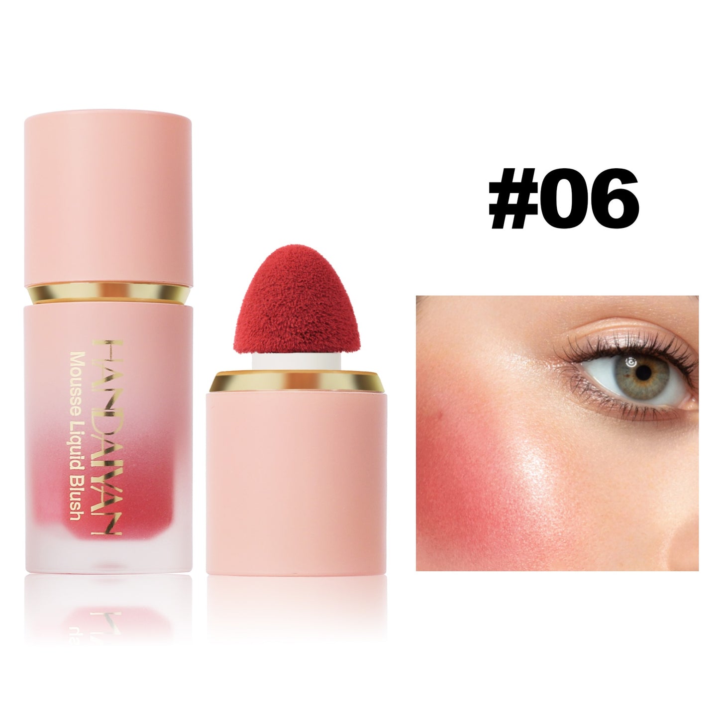 Blush Liquido Fosco Impecavel, Cabeça de Escova, Fácil de Aplicar, Duravel, 6 Cores.