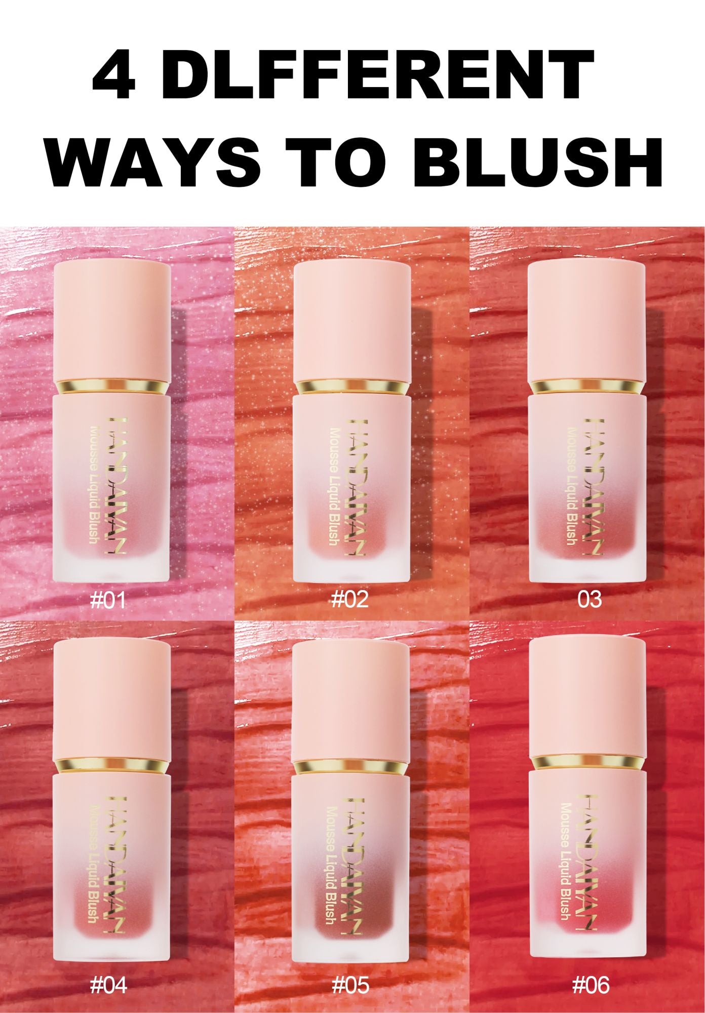 Blush Liquido Fosco Impecavel, Cabeça de Escova, Fácil de Aplicar, Duravel, 6 Cores.