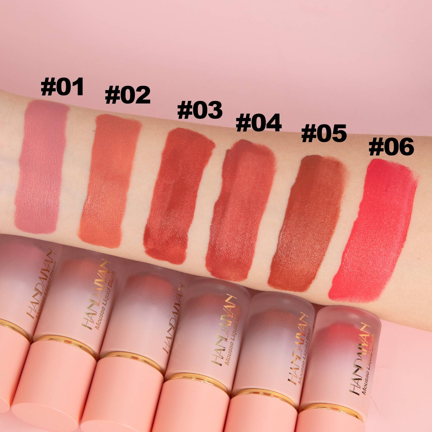 Blush Liquido Fosco Impecavel, Cabeça de Escova, Fácil de Aplicar, Duravel, 6 Cores.
